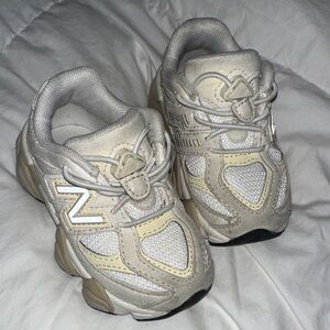 New Balance Kids Cream and Gray Sneakers